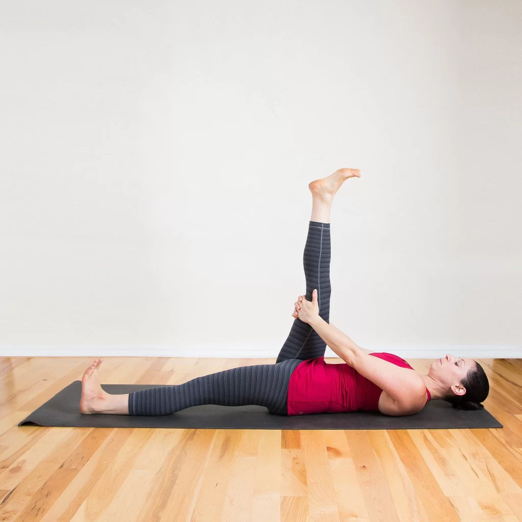 Supine hamstring stretches with hand