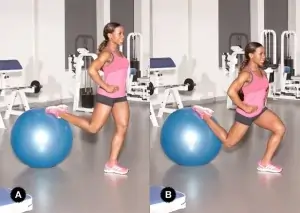 Bulgarian split squat using an exercise ball