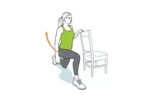 Chair-assisted reverse lunge