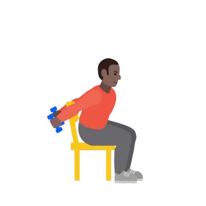 Seated tricep kickbacks in chair