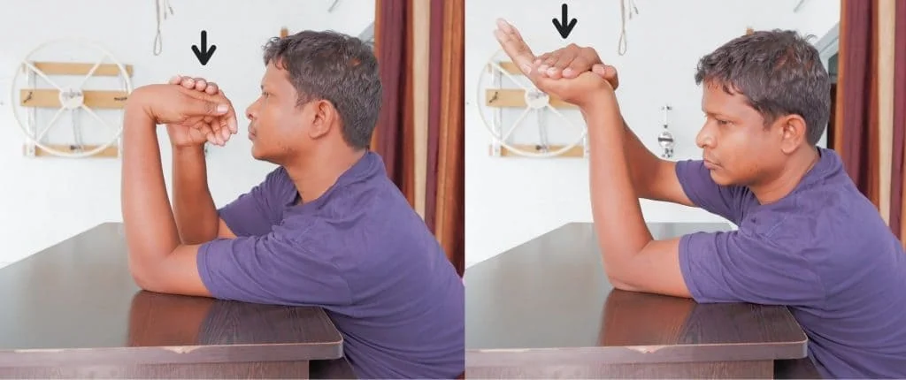 Stretching of wrist flexor and extensor