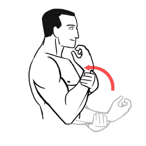 Passive elbow flexion by the patient’s other hand