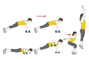 Burpee with dumbbells