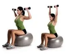 Dumbbell-shoulder-press-on-exercise-ball