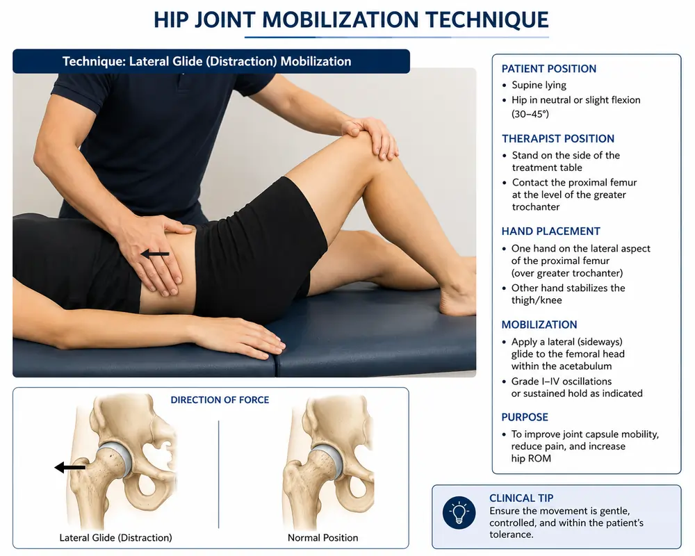 lateral glide of Hip joint mobilization technique