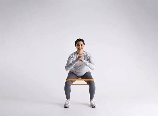 partial squat with resistance band