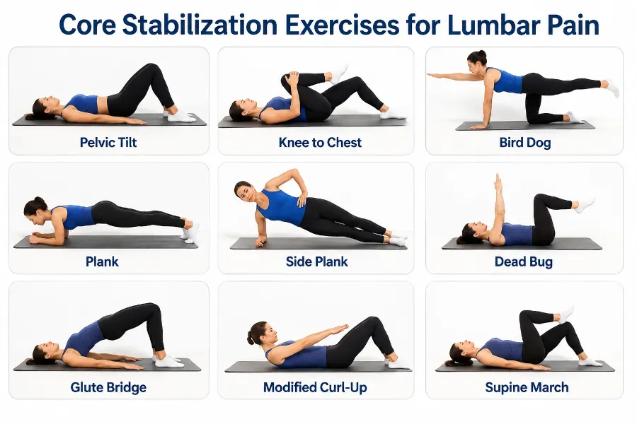 Core stabilization exercises for lumbar pain