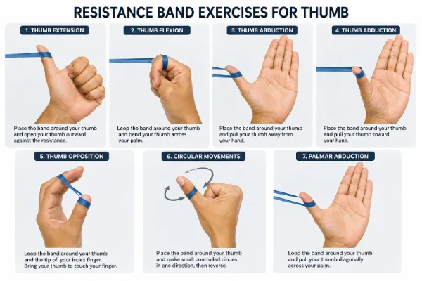 Resistance band exercise for the thumb