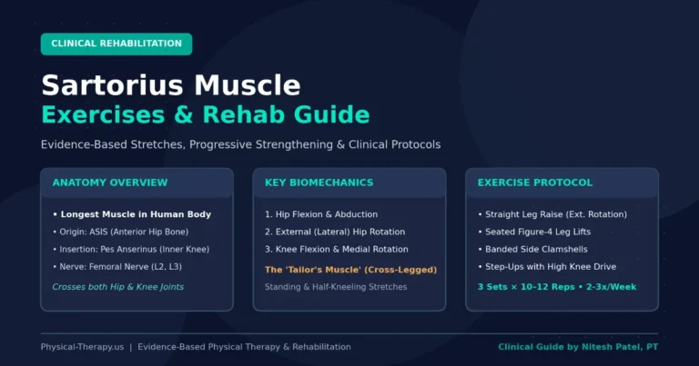 Sartorius muscle anatomy, stretches, and strengthening rehabilitation exercises guide