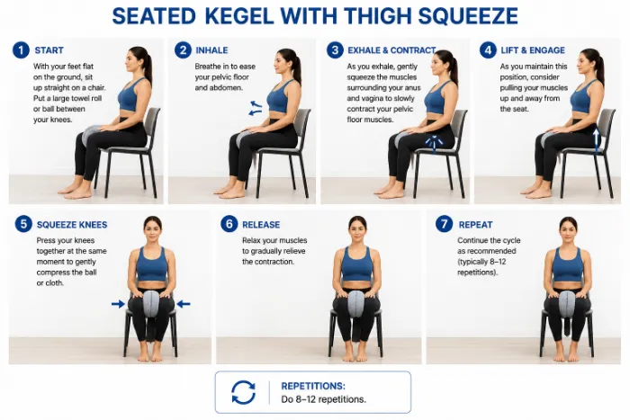 Seated Kegel with thigh squeeze