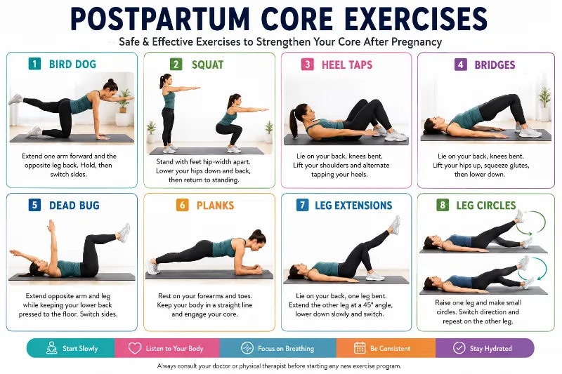 postpartum core strenghening exercises