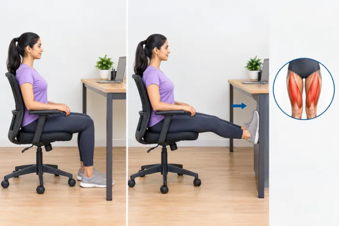 Leg press using the desk