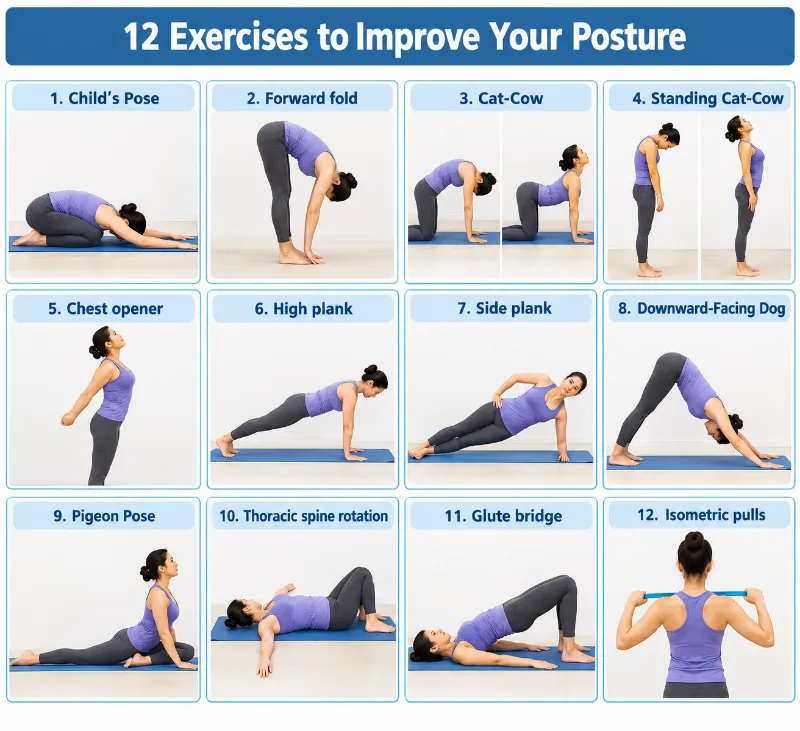 best 12 exercises for poor posture