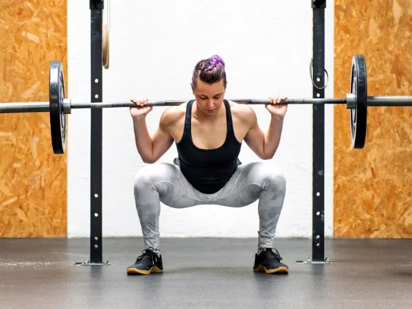 Squat Hold with Barbell on Knees