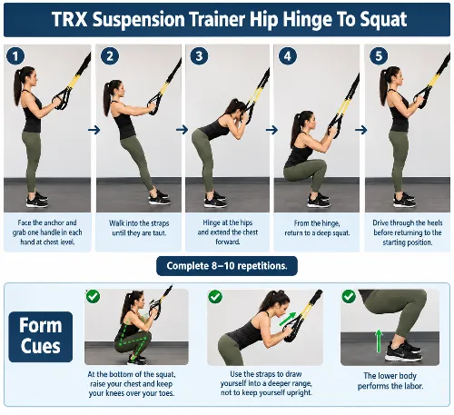 TRX Suspension Trainer Hip Hinge To Squat